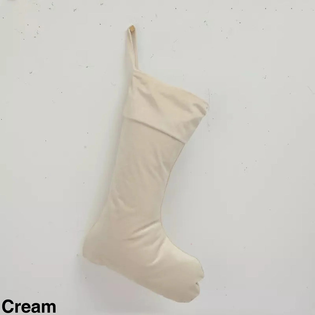 Luxury Velvet Christmas Stocking Cream