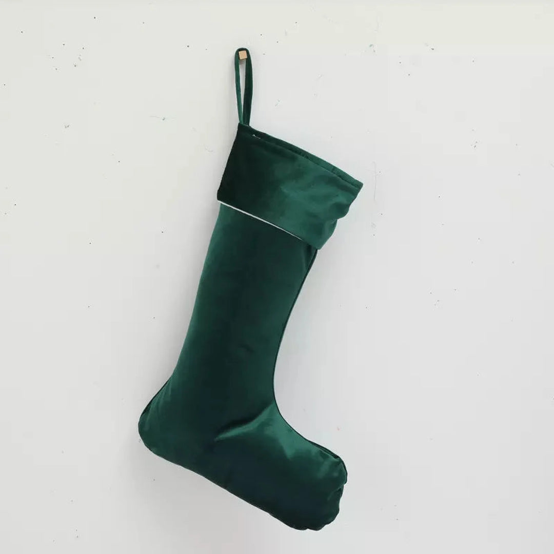 Luxury Velvet Christmas Stocking Green
