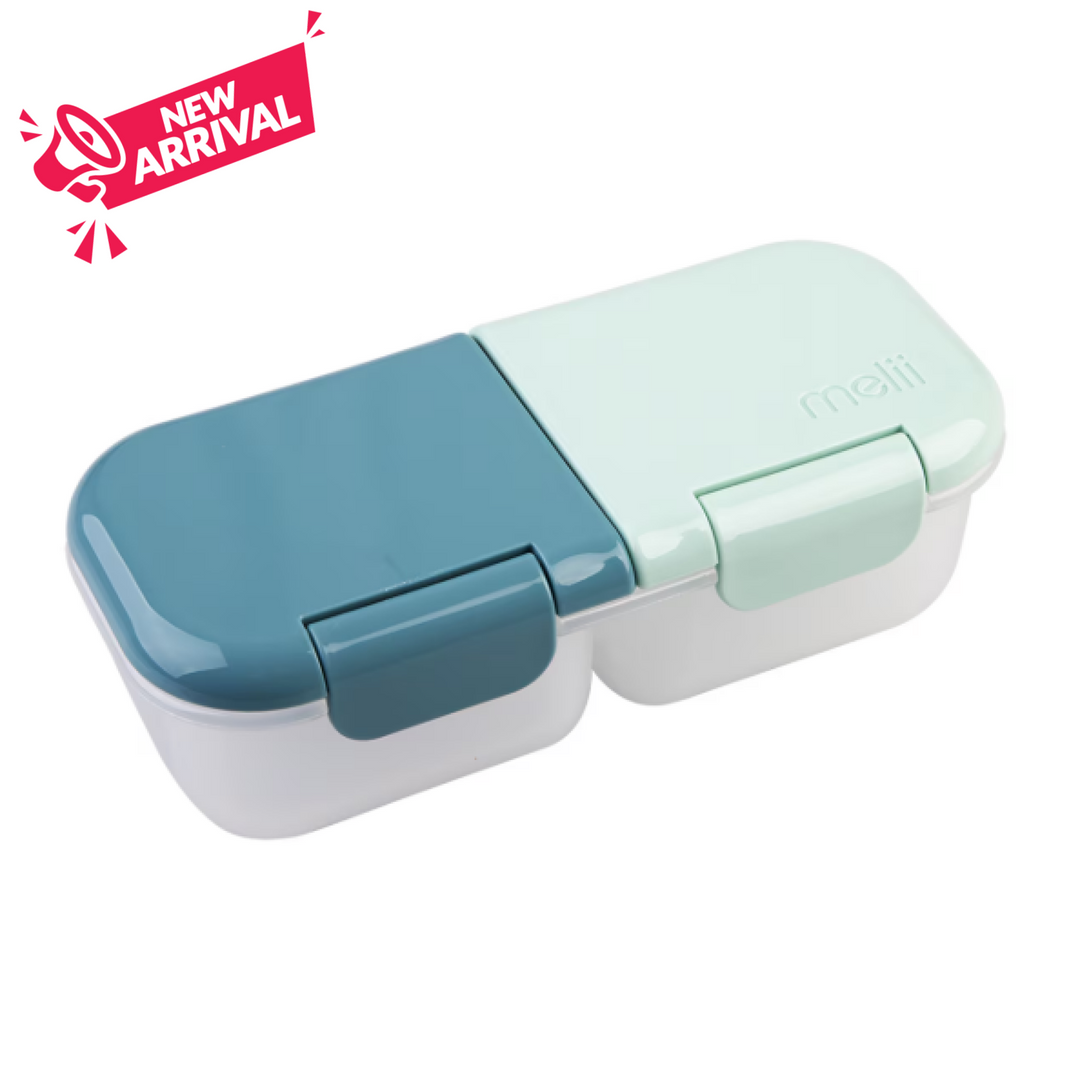 Melii Luxe 2 Compartment Snack Container Blue/Mint