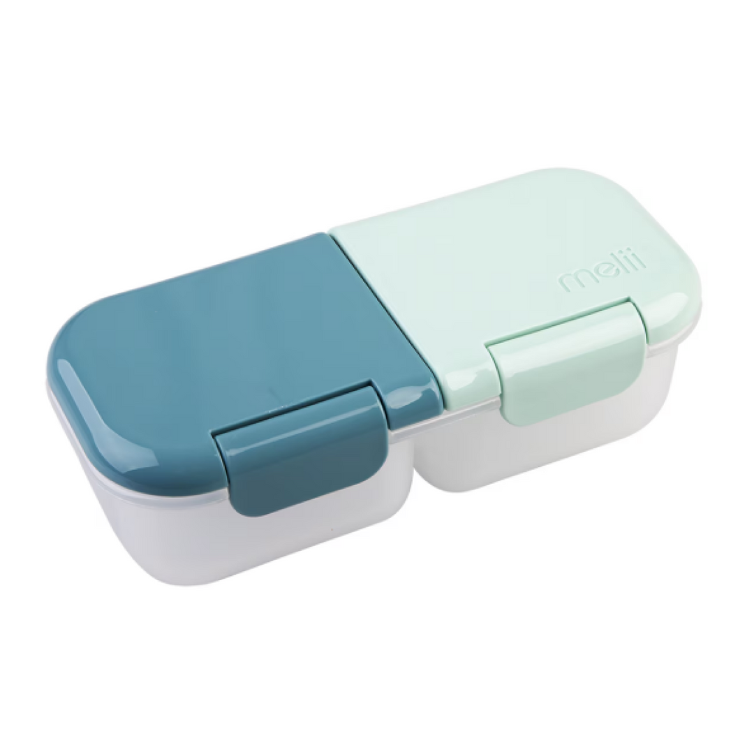 Melii Luxe 2 Compartment Snack Container Blue/Mint