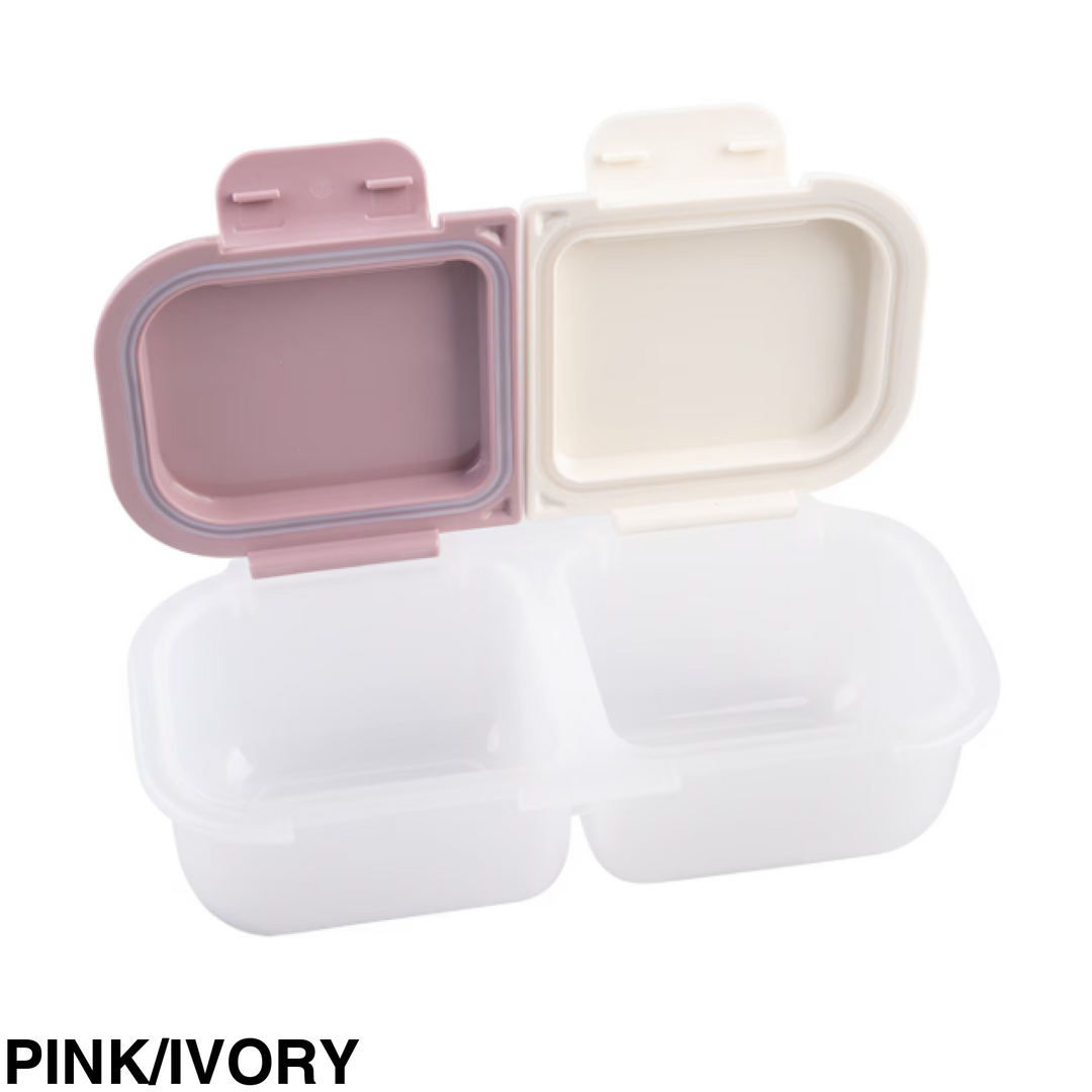 Melii Luxe 2 Compartment Snack Container Pink/Ivory
