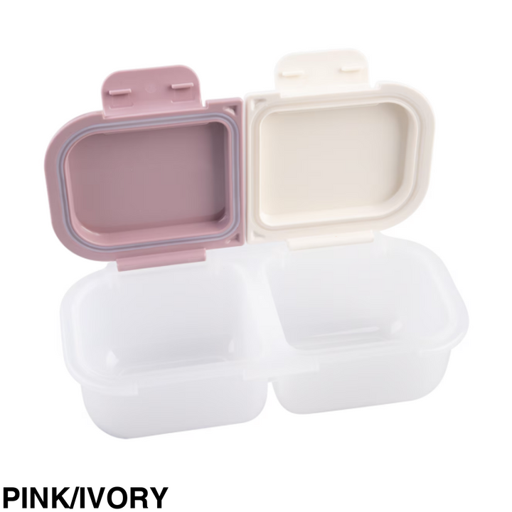 Melii Luxe 2 Compartment Snack Container Pink/Ivory