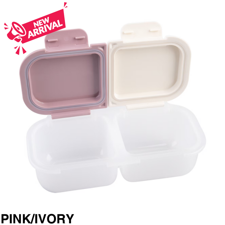 Melii Luxe 2 Compartment Snack Container Pink/Ivory