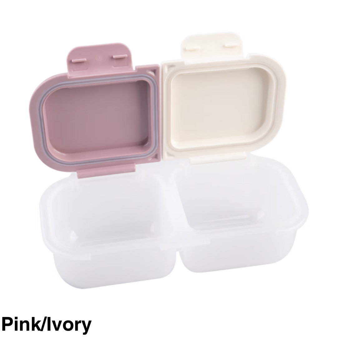 Melii Luxe 2 Compartment Snack Container Pink/Ivory