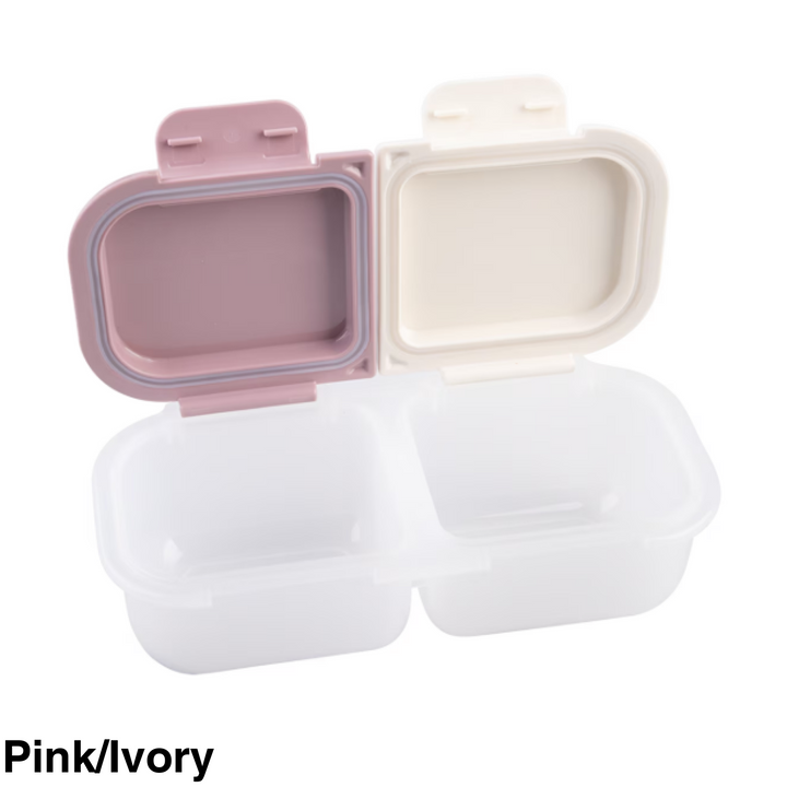 Melii Luxe 2 Compartment Snack Container Pink/Ivory