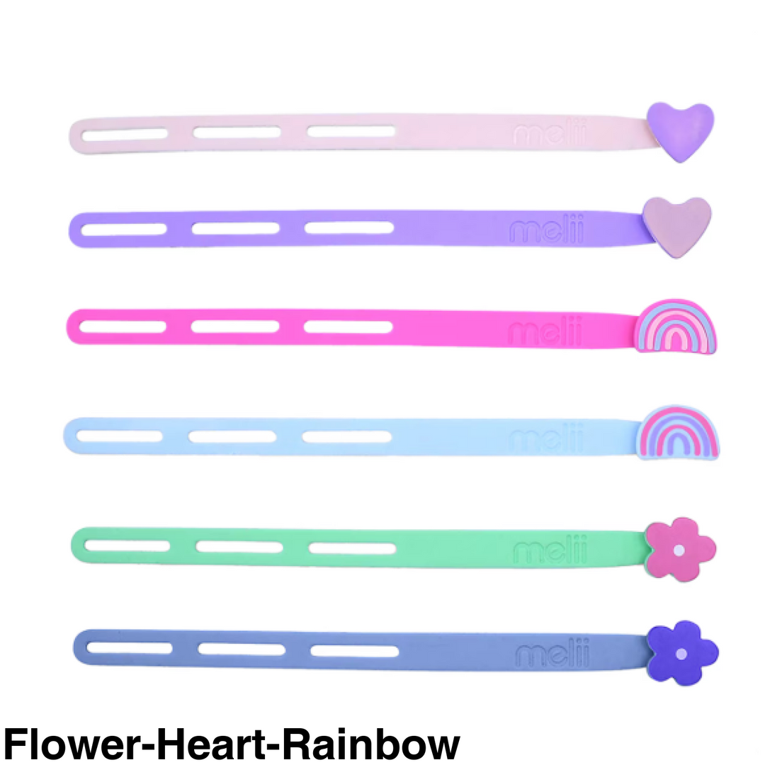 Melii Luxe Silicone Wrap Bands Flower-Heart-Rainbow