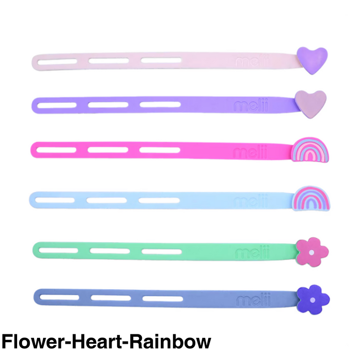 Melii Luxe Silicone Wrap Bands Flower-Heart-Rainbow