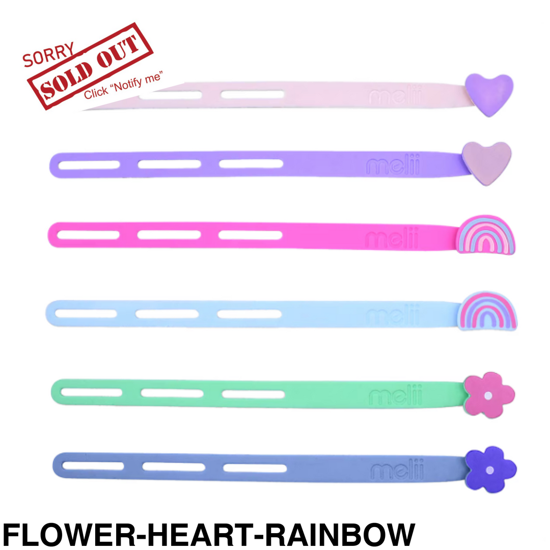 Melii Luxe Silicone Wrap Bands Flower-Heart-Rainbow