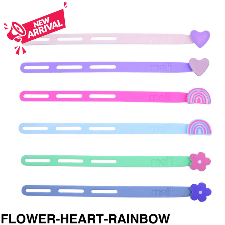 Melii Luxe Silicone Wrap Bands Flower-Heart-Rainbow