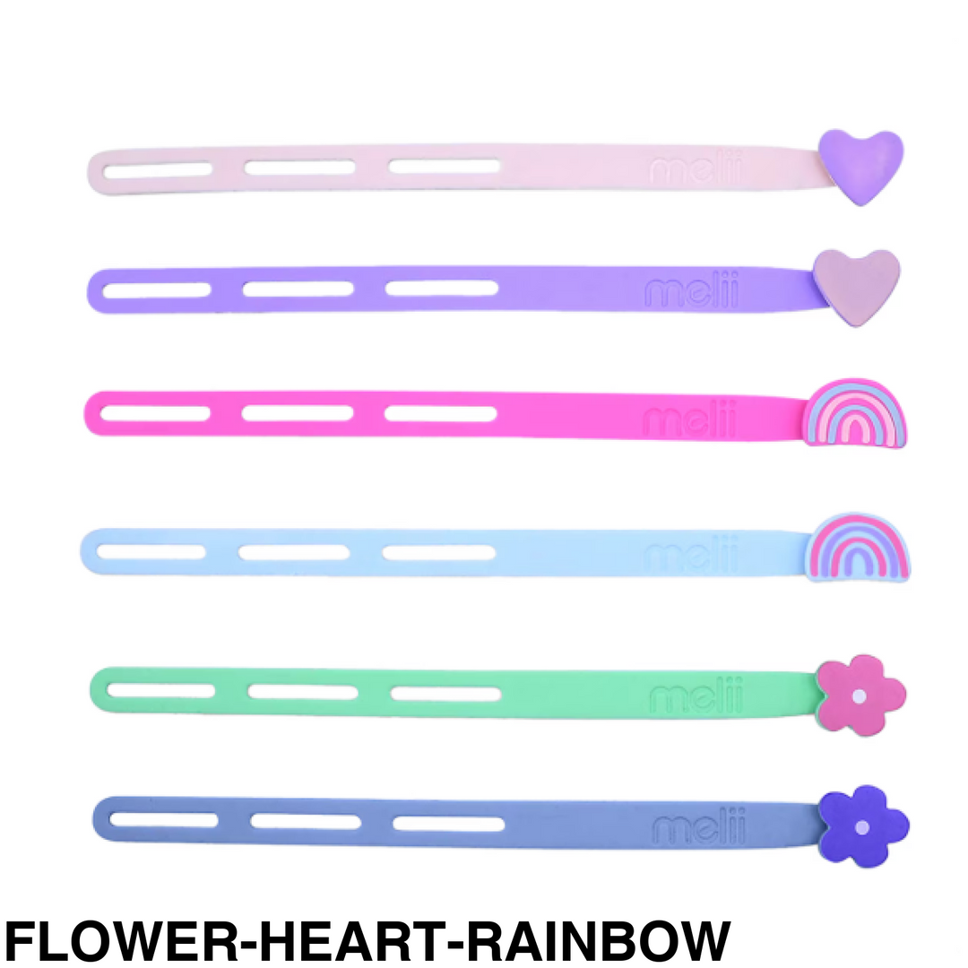 Melii Luxe Silicone Wrap Bands Flower-Heart-Rainbow