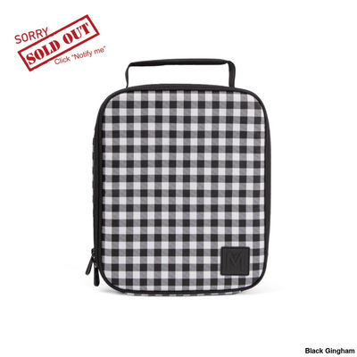 MontiiCo Insulated Lunch Bag Large Black Gingham
