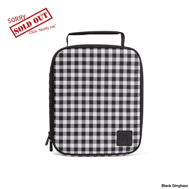 MontiiCo Insulated Lunch Bag Large Black Gingham