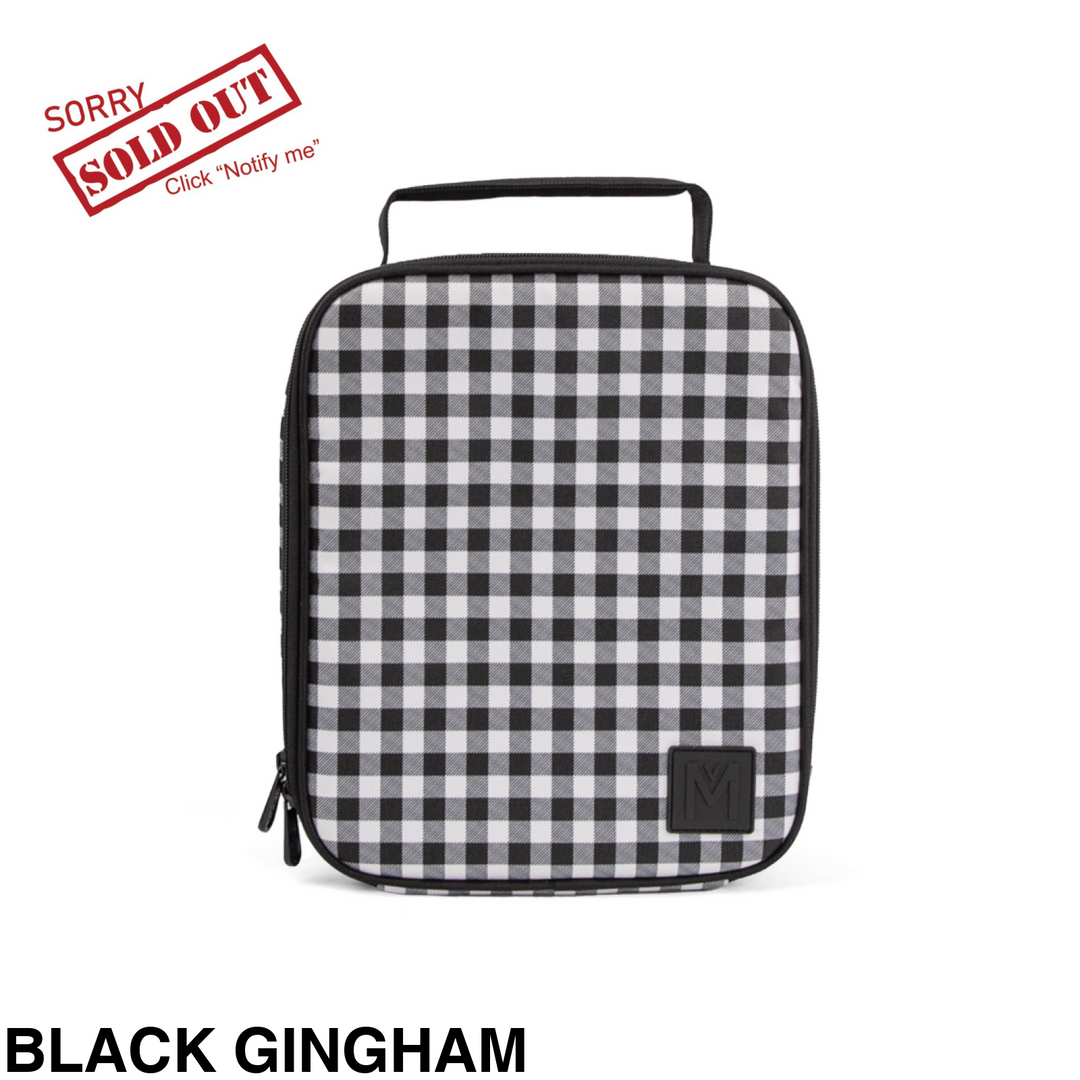 MontiiCo Insulated Lunch Bag Large Black Gingham