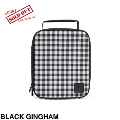 MontiiCo Insulated Lunch Bag Large Black Gingham