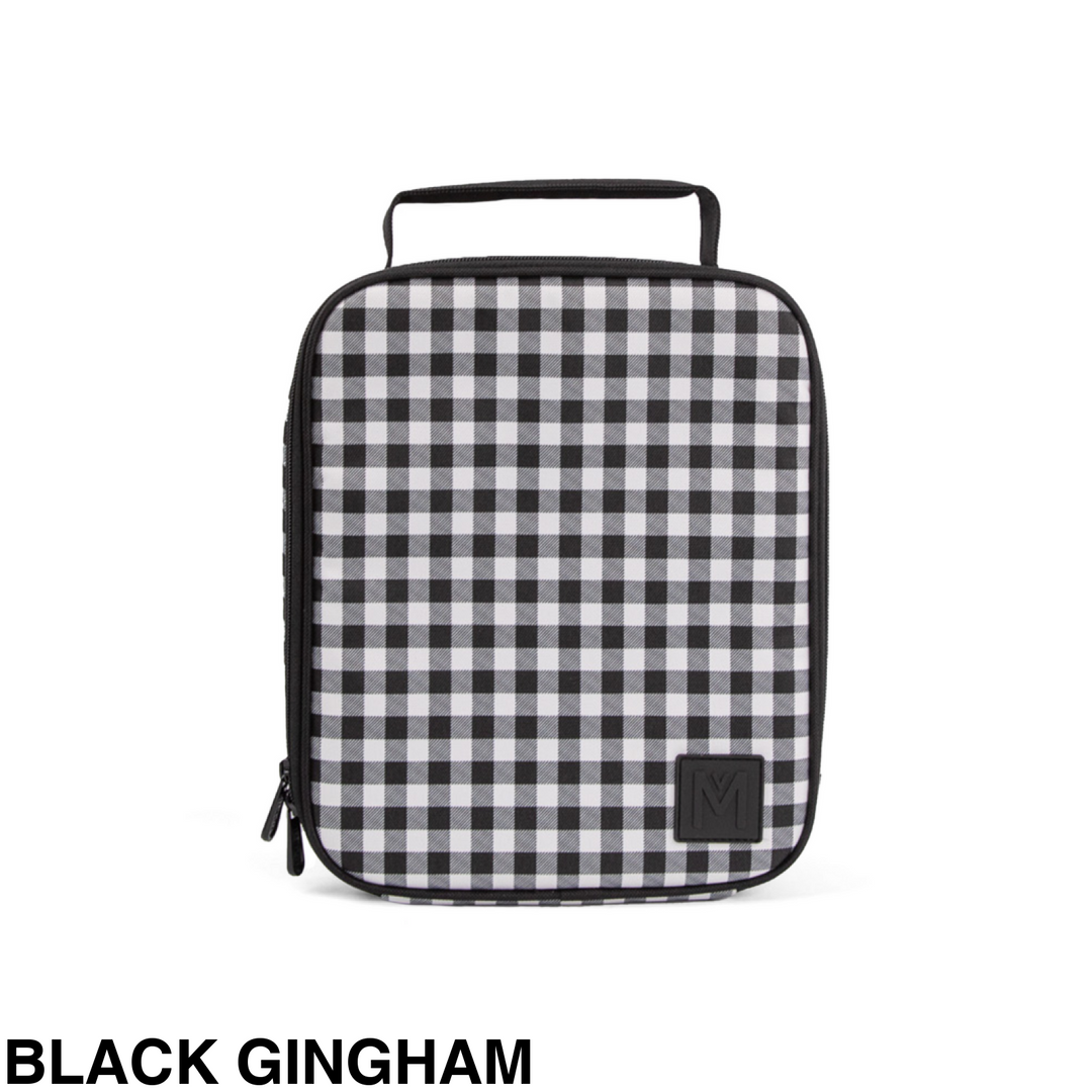 MontiiCo Insulated Lunch Bag Large Black Gingham