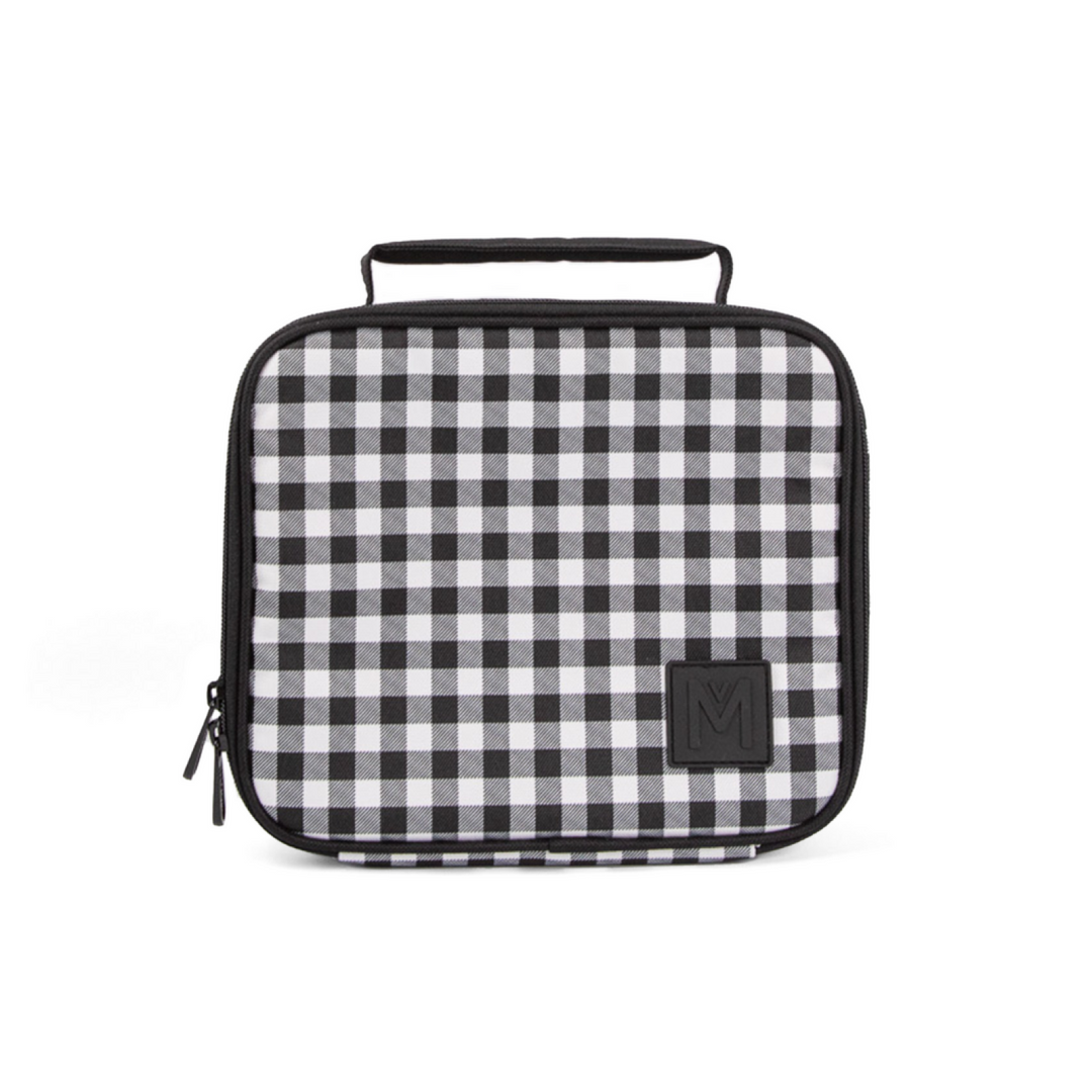 MontiiCo Insulated Lunch Bag Medium Black Gingham