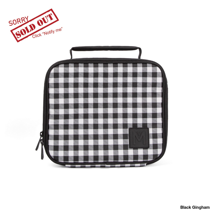 MontiiCo Insulated Lunch Bag Medium Black Gingham