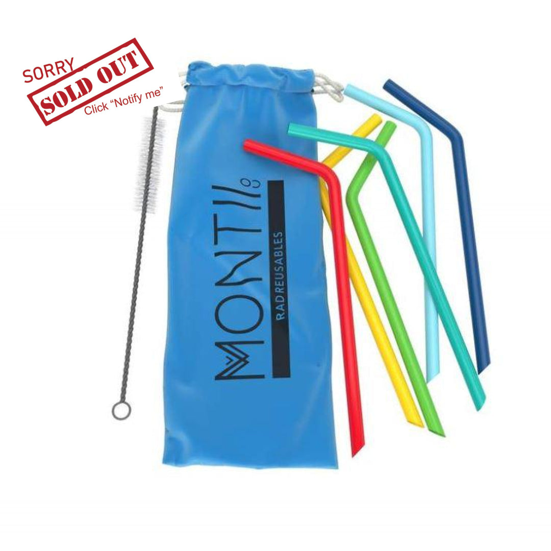 Montiico Silicone Straw Set - Blue (6 Pack)