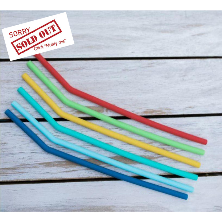 Montiico Silicone Straw Set - Blue (6 Pack)