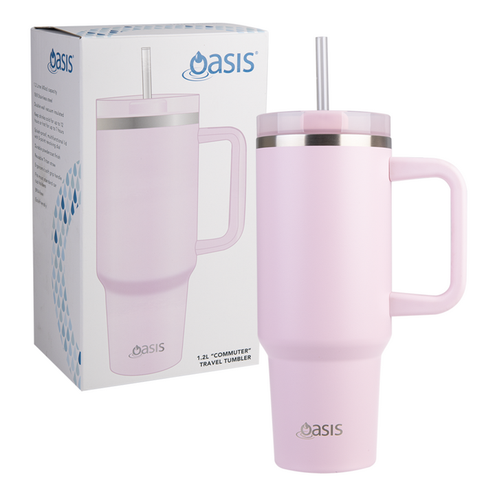 Oasis 1.2L Commuter Insulated Travel Tumbler Pink Lemonade
