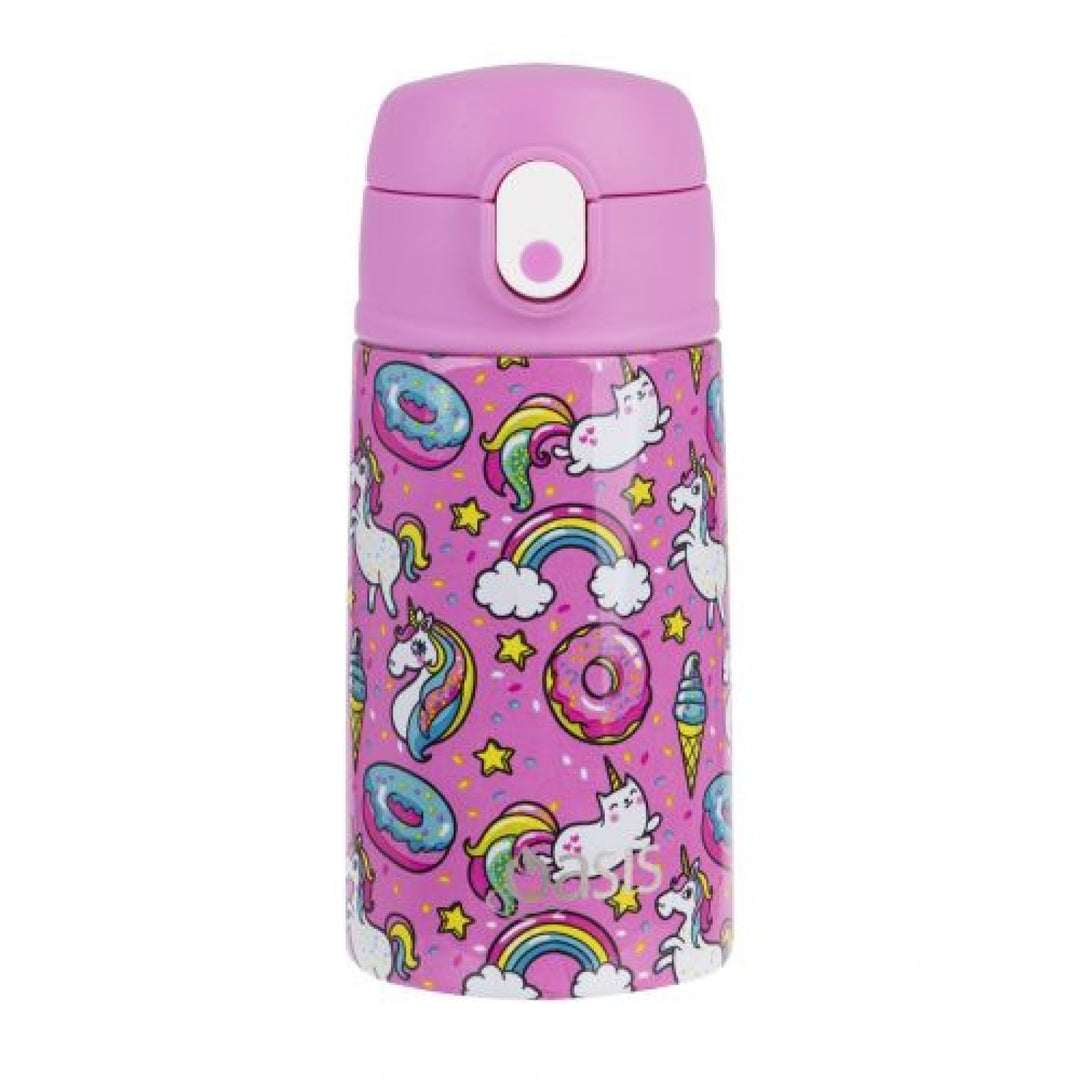 Oasis 400Ml Stainless Steel Insulated Bottle W/ Sipper Unicorns