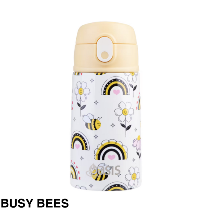 Oasis 400Ml Stainless Steel Insulated Bottle W/ Sipper Busy Bees