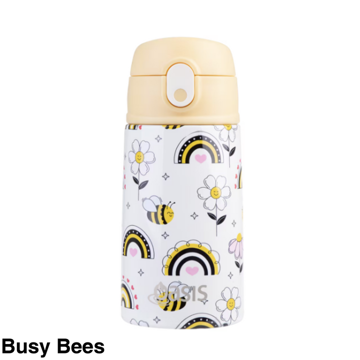 Oasis 400Ml Stainless Steel Insulated Bottle W/ Sipper Busy Bees