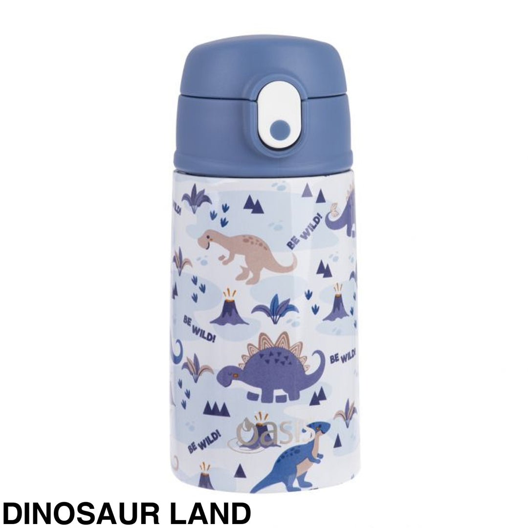Oasis 400Ml Stainless Steel Insulated Bottle W/ Sipper Dinosaur Land