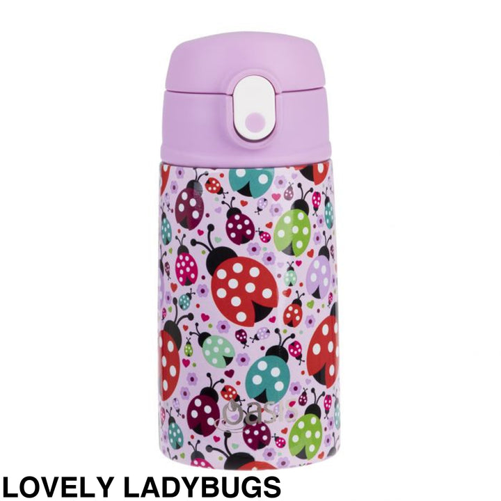 Oasis 400Ml Stainless Steel Insulated Bottle W/ Sipper Lovely Ladybugs