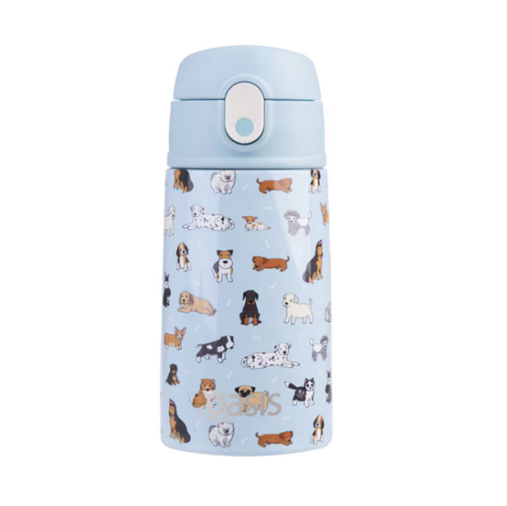 Oasis 400Ml Stainless Steel Insulated Bottle W/ Sipper Puppy Dogs