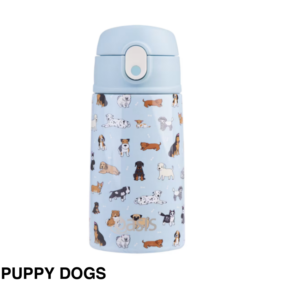 Oasis 400Ml Stainless Steel Insulated Bottle W/ Sipper Puppy Dogs