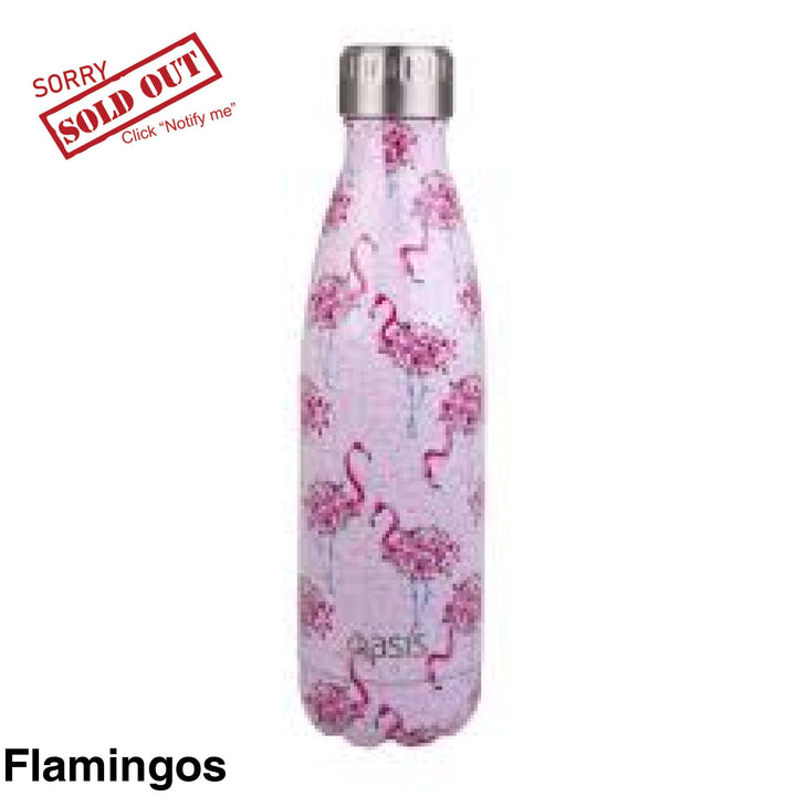 Oasis 500Ml Stainless Steel Insulated Bottle Flamingos