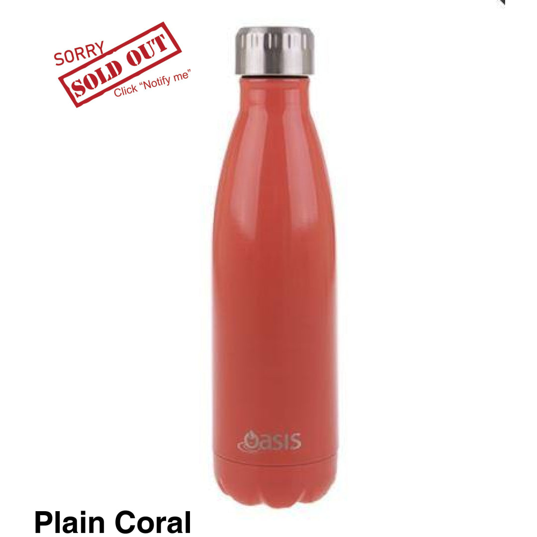Oasis 500Ml Stainless Steel Insulated Bottle Plain Coral