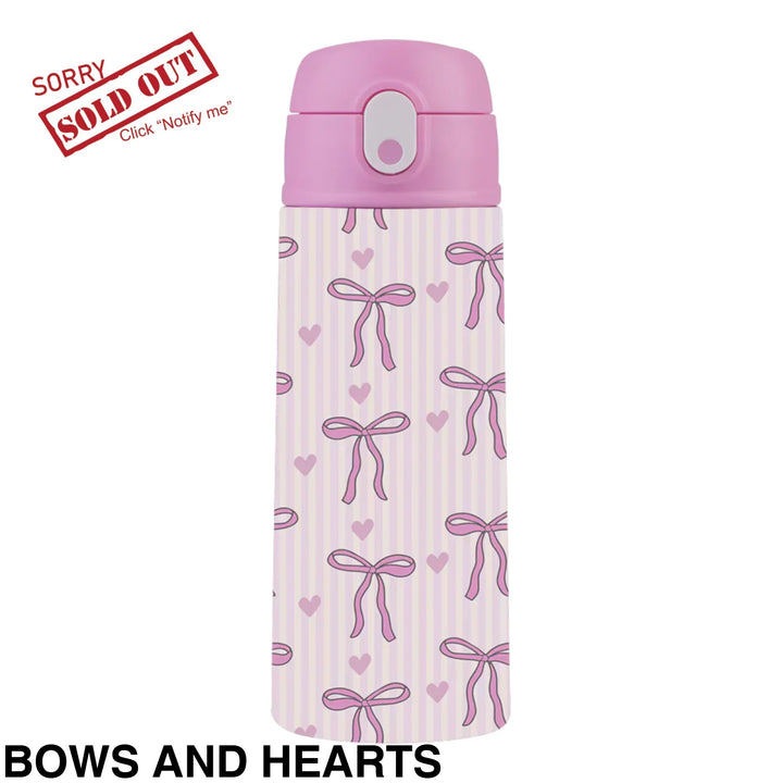 Oasis 550ml Stainless Steel Insulated Bottle W/ Sipper Bows and Hearts
