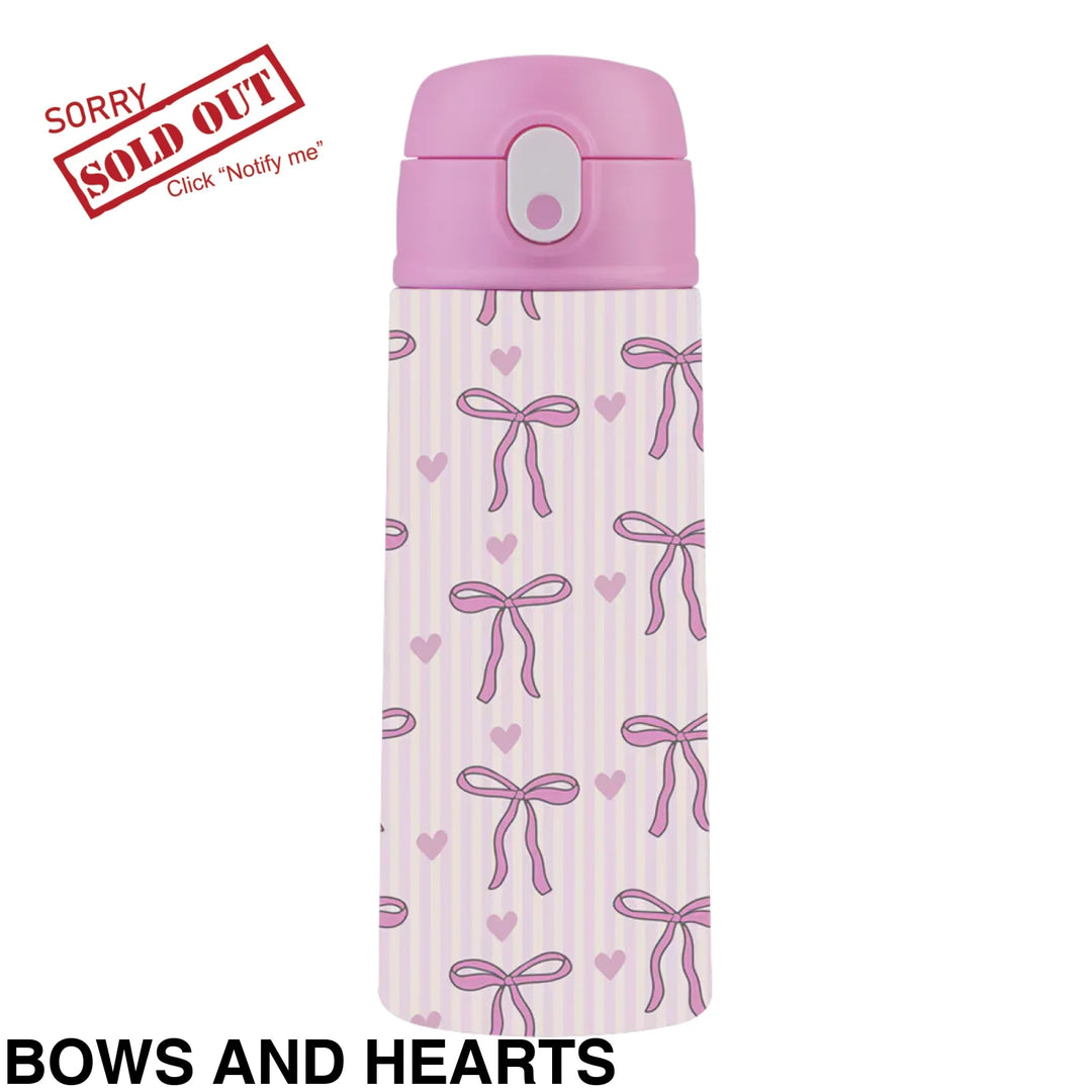Oasis 550ml Stainless Steel Insulated Bottle W/ Sipper Bows and Hearts