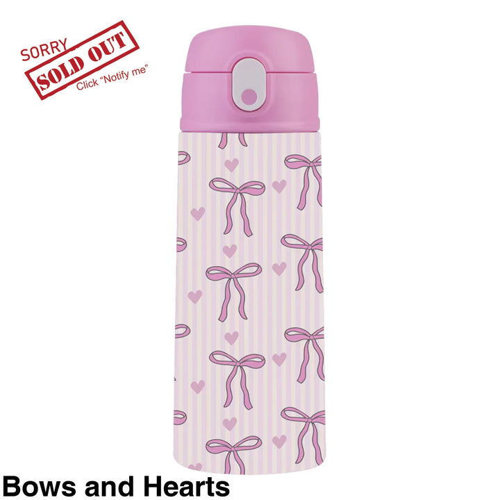 Oasis 550ml Stainless Steel Insulated Bottle W/ Sipper Bows and Hearts
