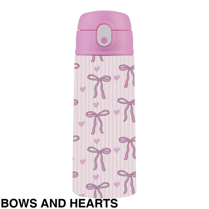 Oasis 550ml Stainless Steel Insulated Bottle W/ Sipper Bows and Hearts