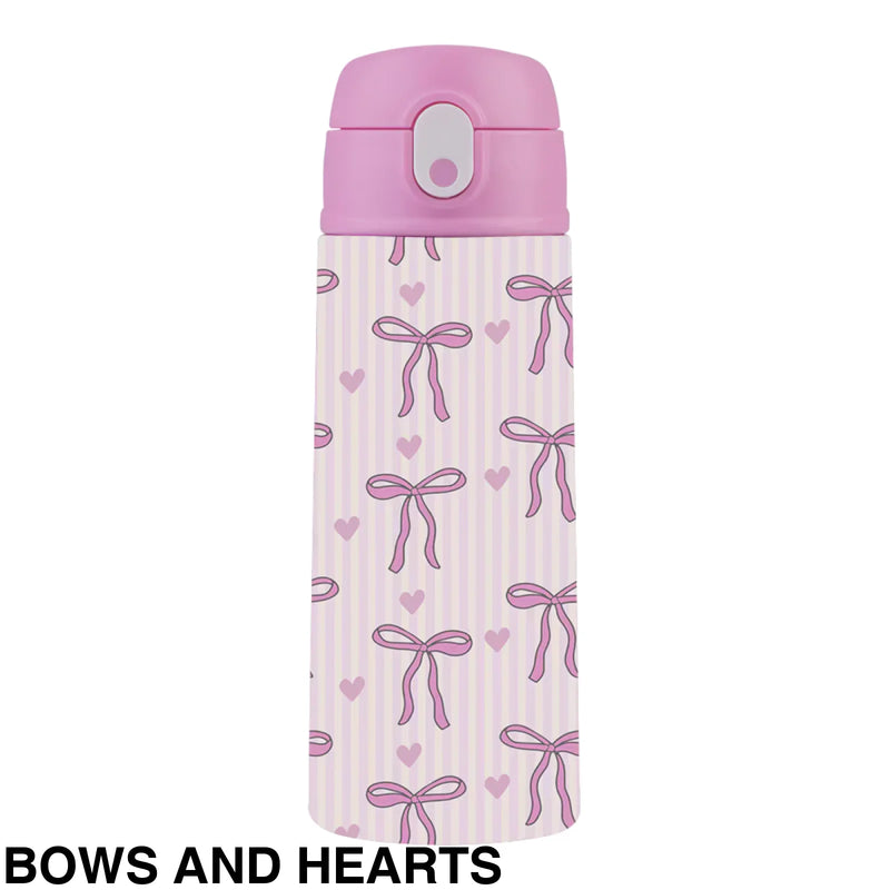 Oasis 550ml Stainless Steel Insulated Bottle W/ Sipper Bows and Hearts