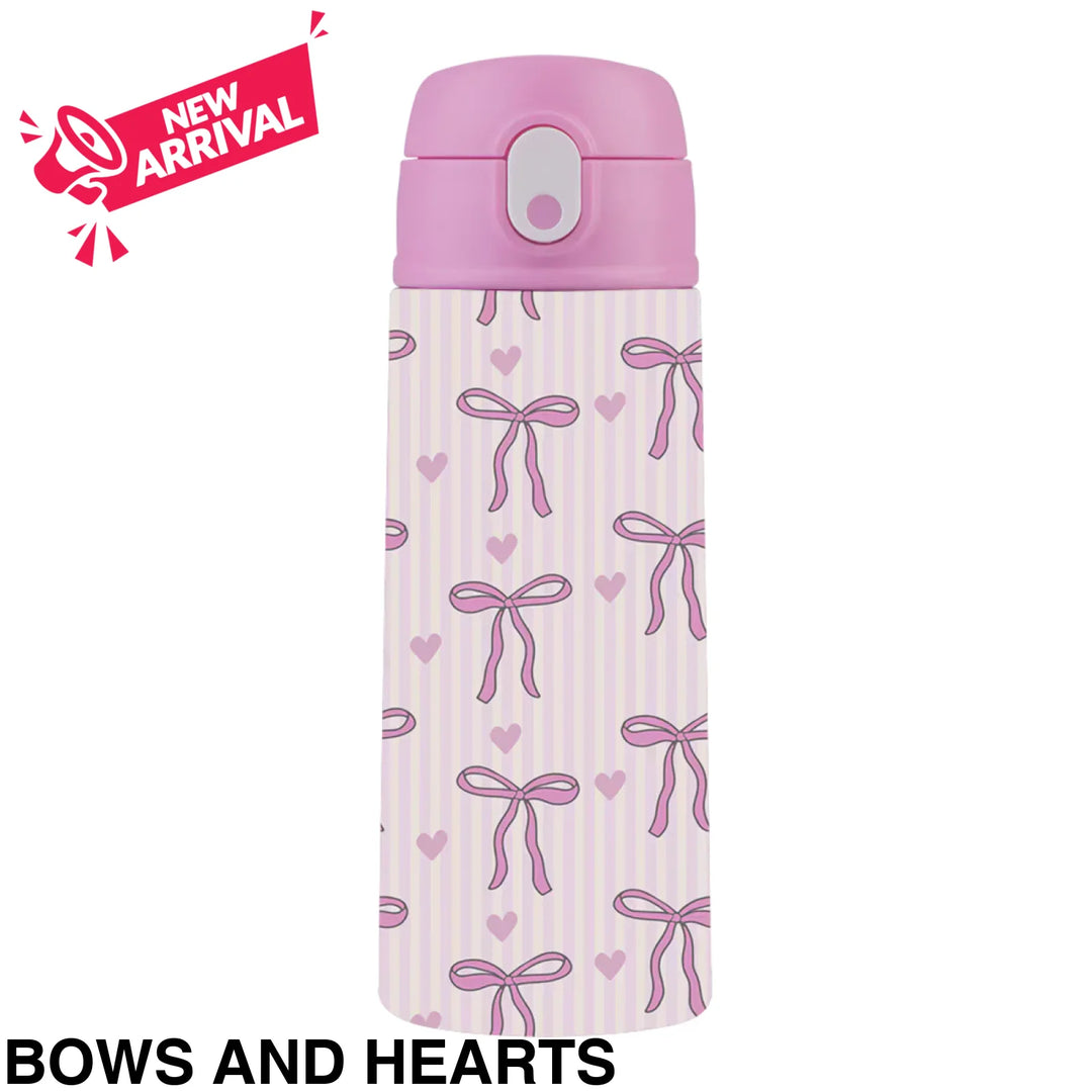 Oasis 550ml Stainless Steel Insulated Bottle W/ Sipper Bows and Hearts