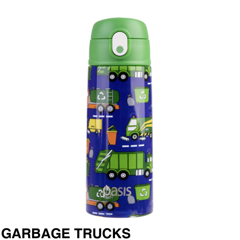 Oasis 550Ml Stainless Steel Insulated Bottle W/ Sipper Garbage Trucks