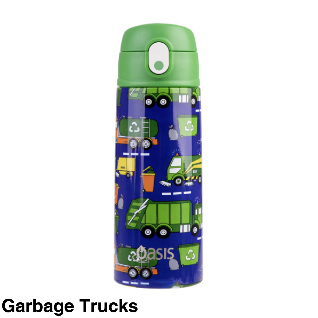 Oasis 550Ml Stainless Steel Insulated Bottle W/ Sipper Garbage Trucks