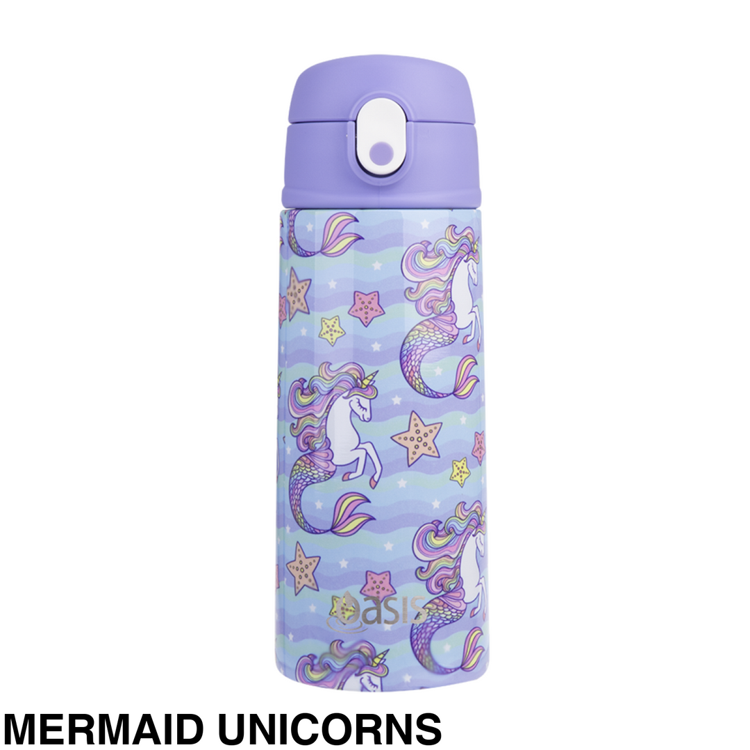 Oasis 550Ml Stainless Steel Insulated Bottle W/ Sipper Mermaid Unicorns