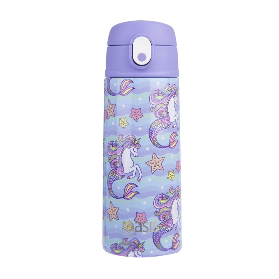 Oasis 550Ml Stainless Steel Insulated Bottle W/ Sipper Mermaid Unicorns