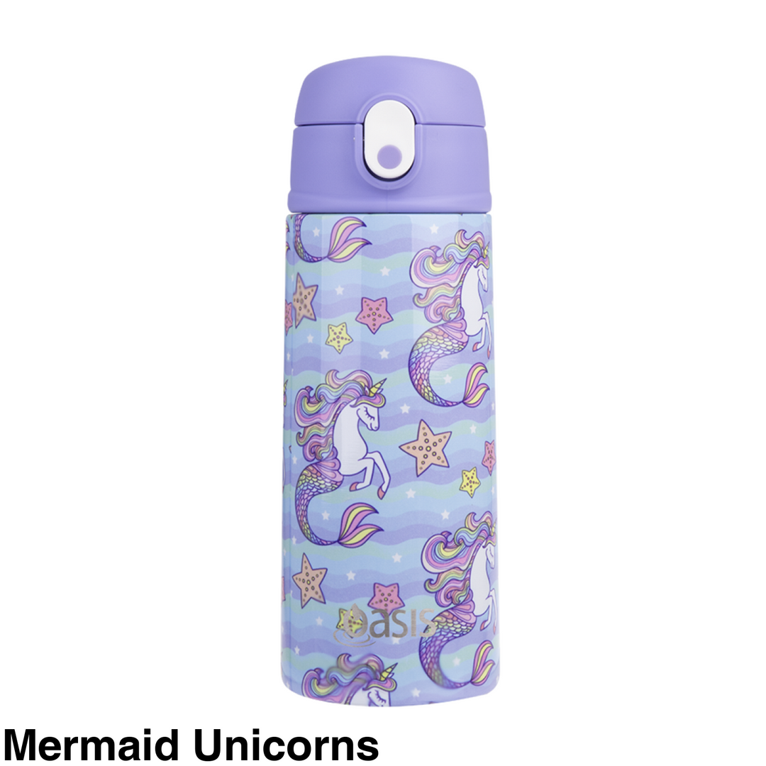 Oasis 550Ml Stainless Steel Insulated Bottle W/ Sipper Mermaid Unicorns