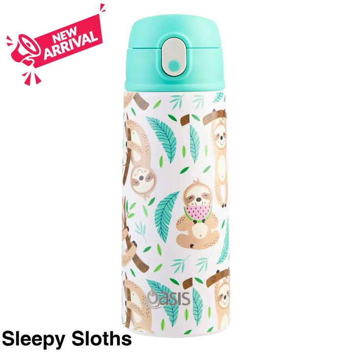 Oasis 550ml Stainless Steel Insulated Bottle W/ Sipper Sleepy Sloths