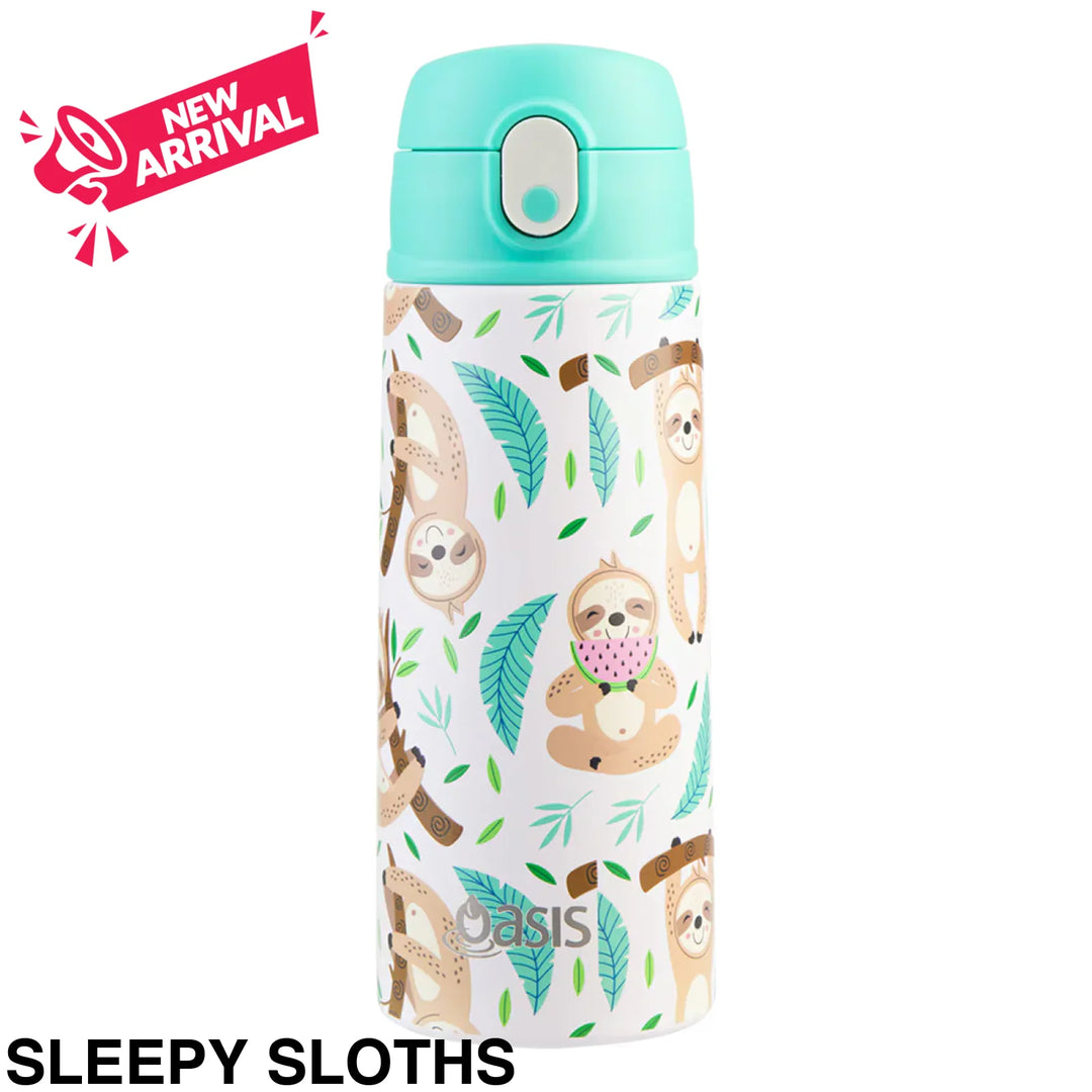 Oasis 550ml Stainless Steel Insulated Bottle W/ Sipper Sleepy Sloths