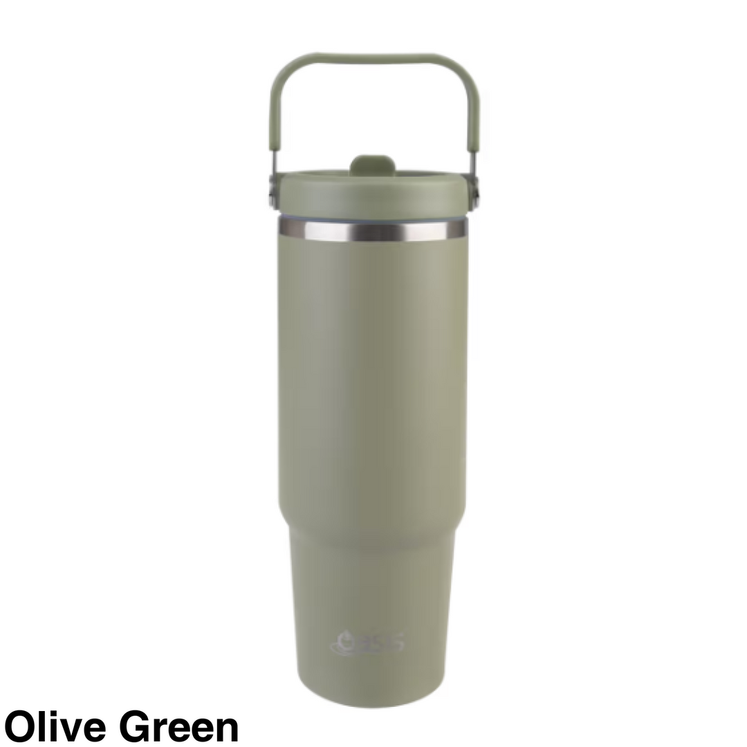 Oasis 900Ml Voyager Insulated Carry Tumbler Olive Green