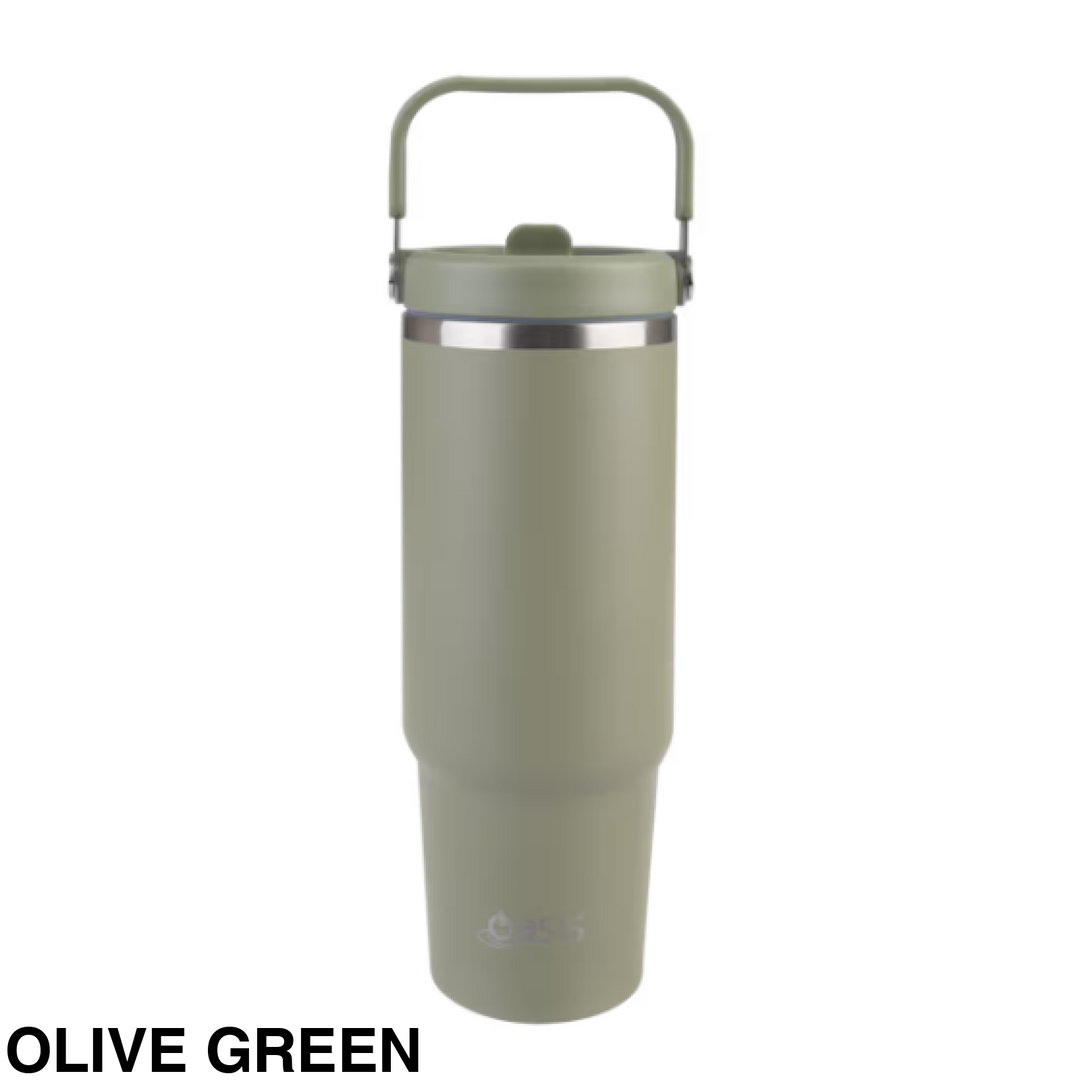 Oasis 900Ml Voyager Insulated Carry Tumbler Olive Green