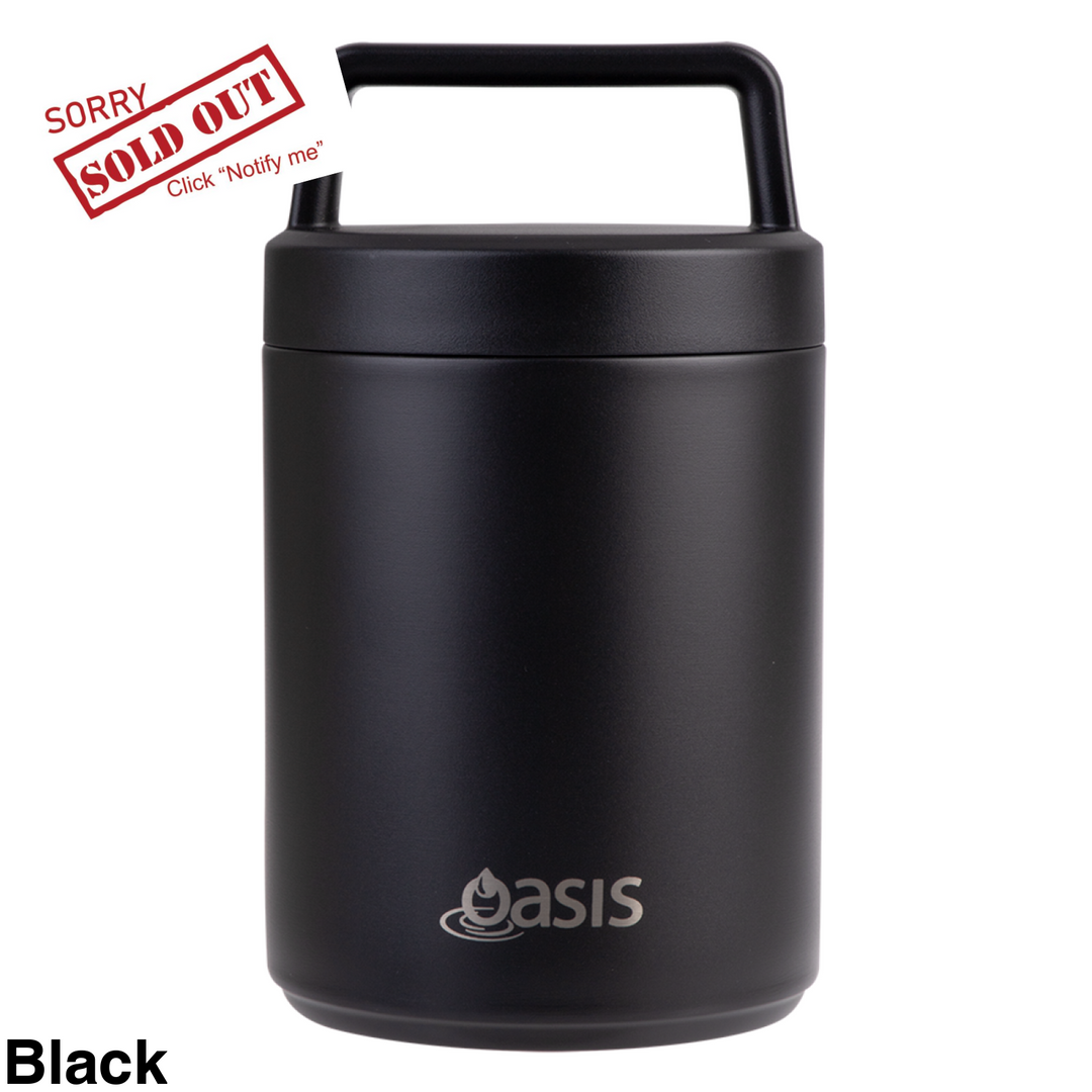 Oasis Double Wall Food Flask W/ Handle 480Ml Black