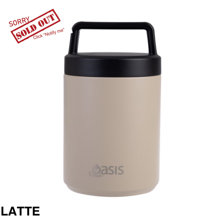 Oasis Double Wall Food Flask W/ Handle 480Ml Latte